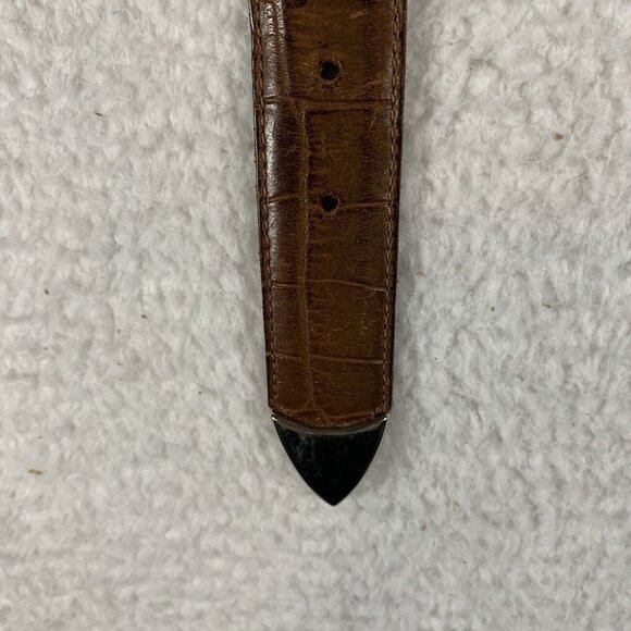 Talbots‎ Belt Women's Medium Brown Leather Crocodile Print Square Buckle 9604 - Picture 5 of 12